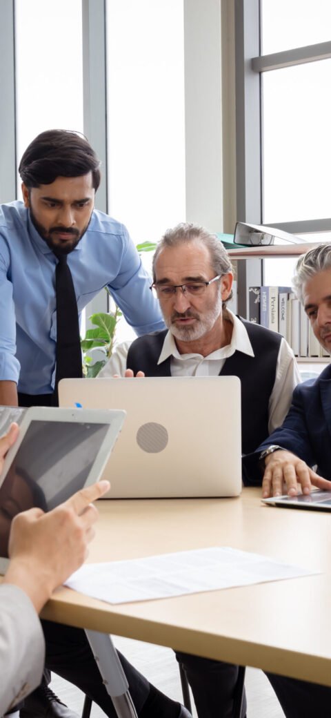 Group of multiethnic businessmen Get together for a brainstorming meeting to move the business forward.