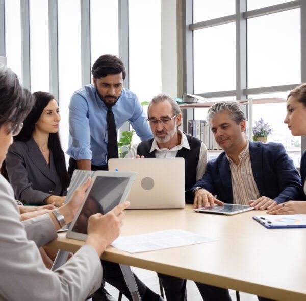 Group of multiethnic businessmen Get together for a brainstorming meeting to move the business forward.
