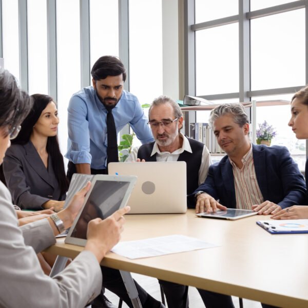 Group of multiethnic businessmen Get together for a brainstorming meeting to move the business forward.