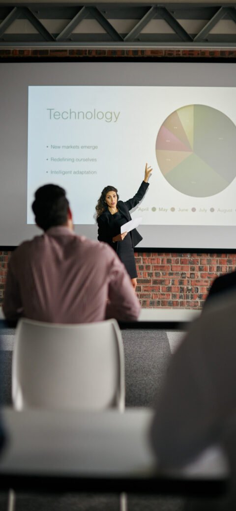 Shot of a businesswoman giving a presentation to her colleagues.